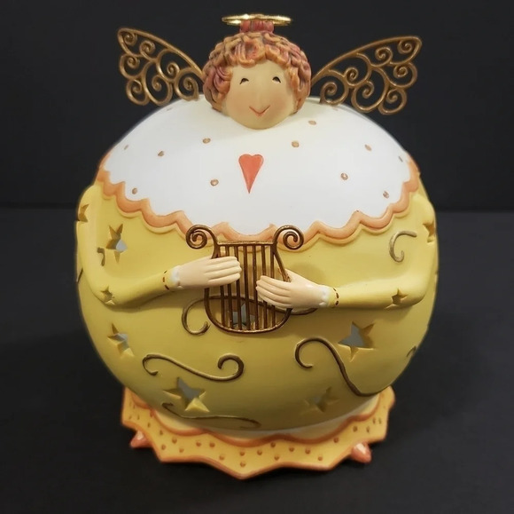 ROLY Poly Harp Angel Tealight Candle Holder By Party Light Yellow Candle Holder - Picture 1 of 6